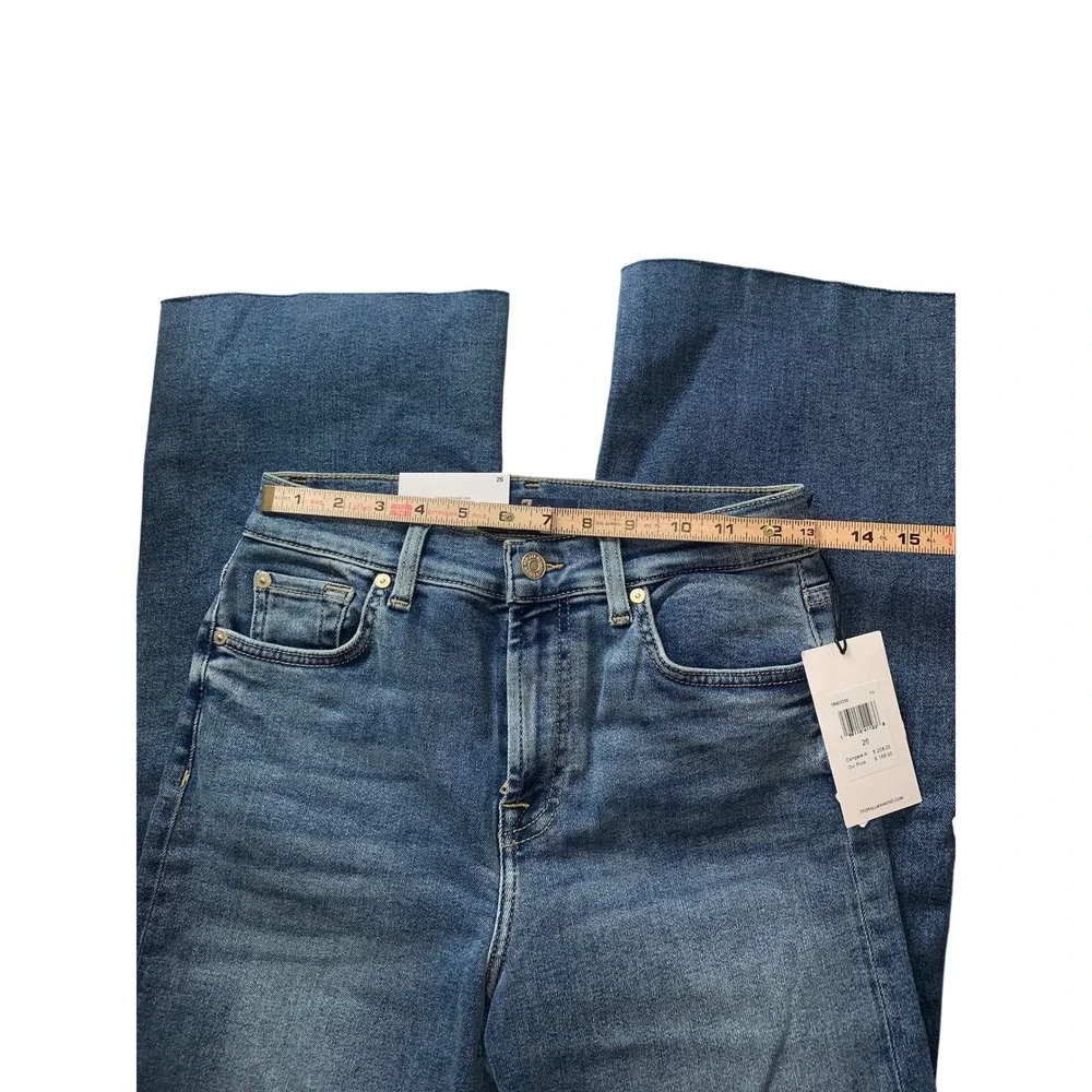 NEW 7 For All Mankind Alexa Cropped Jeans Felicity Blue Raw Hem Size 26